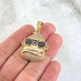 Pendant Gorilla Face 10.4gr / 4cm / Black and White Zircons Two 18K Yellow and White Golds ©