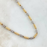 Cadena Rustica Cilindro Tejida 45.45gr / 65cm / Circones Blancos Dos Oros Amarillo Blanco 18K ©