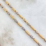 Cadena Rustica Cilindro Tejida 45.45gr / 65cm / Circones Blancos Dos Oros Amarillo Blanco 18K ©
