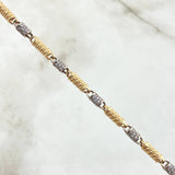 Cadena Rustica Cilindro Tejida 45.45gr / 65cm / Circones Blancos Dos Oros Amarillo Blanco 18K ©