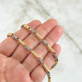 Cadena Rustica Cilindro Tejida 45.45gr / 65cm / Circones Blancos Dos Oros Amarillo Blanco 18K ©