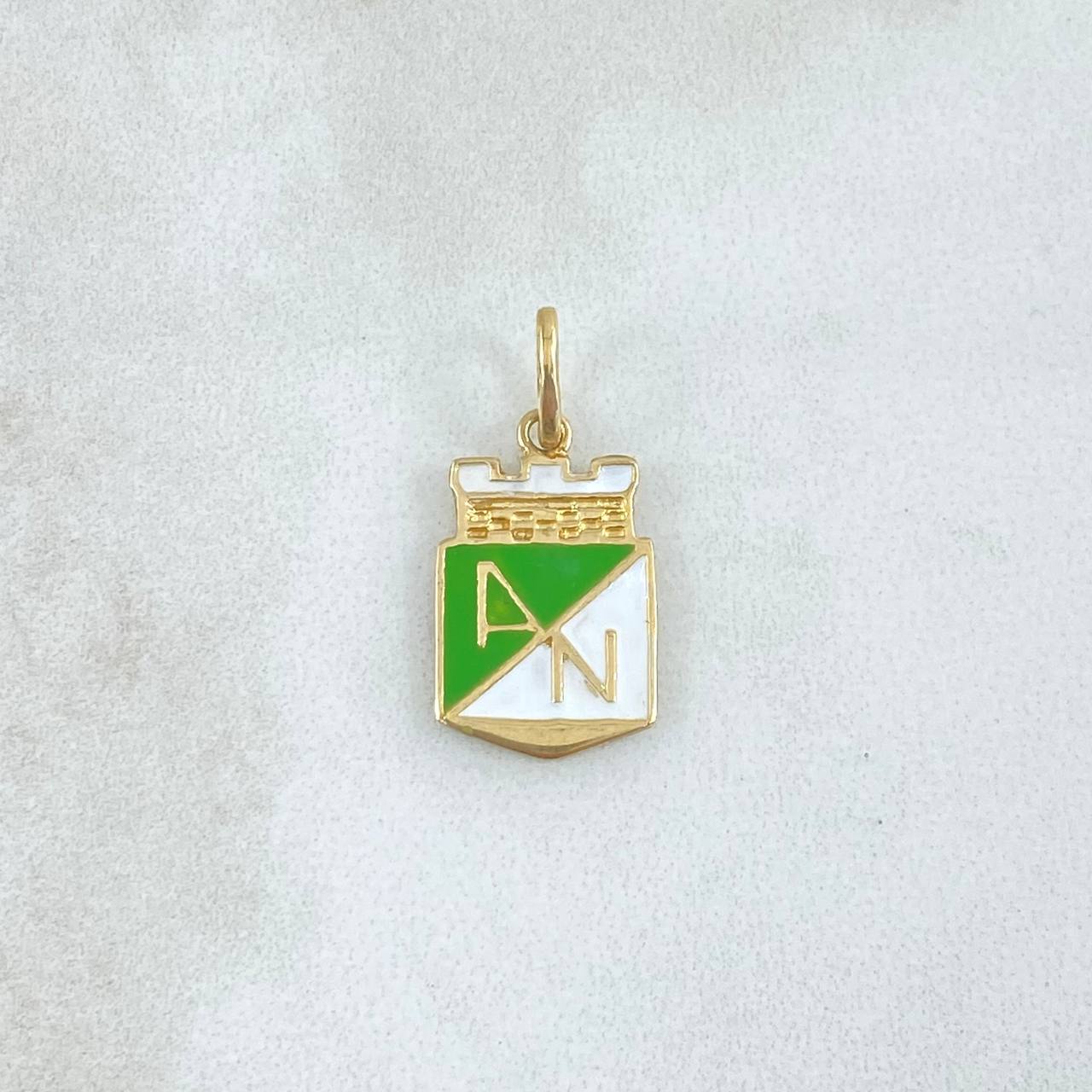 Pendant Atlético Nacional 1.3gr / 2.2cm / White Green Yellow Gold 18K Resin ©