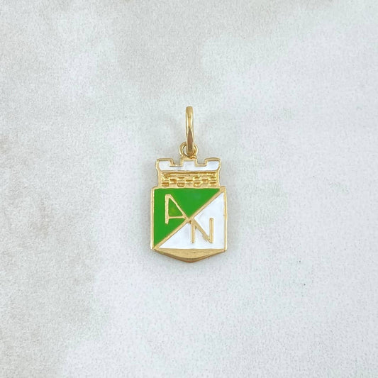 Pendant Atlético Nacional 1.3gr / 2.2cm / White Green Yellow Gold 18K Resin ©