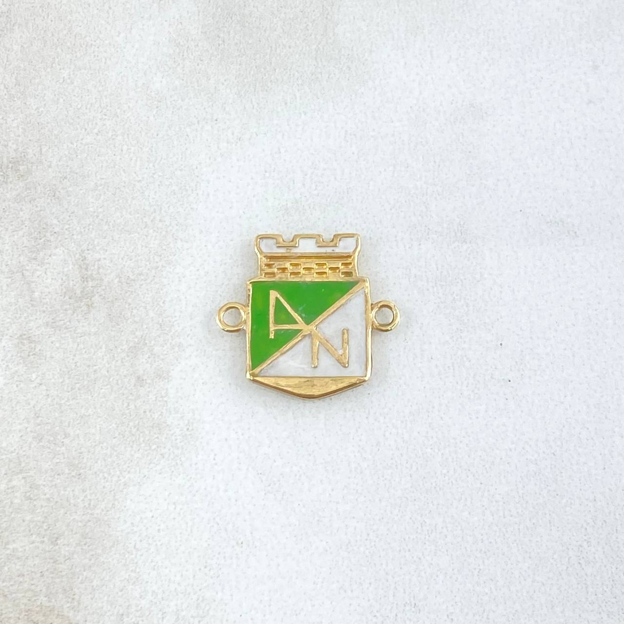 Herraje Atlético Nacional 1.45gr / 1.6cm / Resina Blanca Verde Oro Amarillo 18K