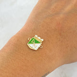Herraje Atlético Nacional 1.45gr / 1.6cm / Resina Blanca Verde Oro Amarillo 18K