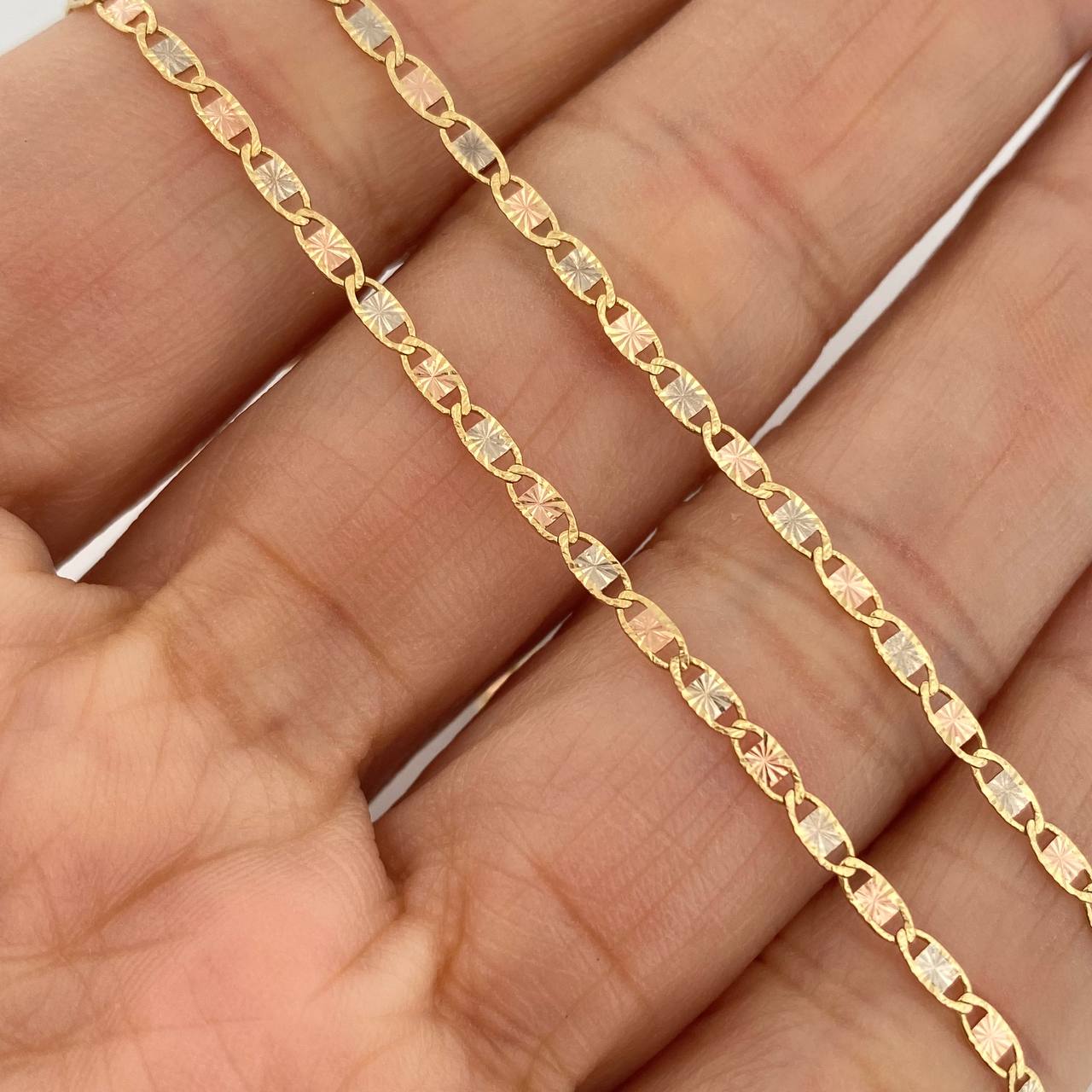 Flat Mariner Chain 3gr / 20 in / 1.95mm Three Golds +3 18K $