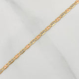 Flat Mariner Chain 2.65gr / 20 in / 0.6mm Three Golds +3 18K $