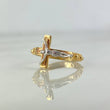 Anillo Cruz Cristo Punteado 3.15 g / T7 1/4 Tres Oros 18K