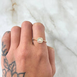 Square Halo Set - Stud Earrings 0.7cm - Ring Size 8 4.3gr Iridescent Zircons Special Mother-of-Pearl 18K Gold