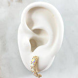 Dense Line Set - Stud Earrings 2cm - Ring T8 1/2 5.5gr Iridescent Zircons Nac.Esp. 18K Gold