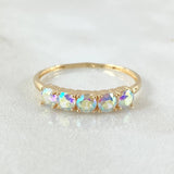 Dense Line Set - Stud Earrings 2cm - Ring T8 1/2 5.5gr Iridescent Zircons Nac.Esp. 18K Gold