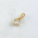 Stone Set - Stud Earrings 1cm - Pendant 1.1cm 3.2gr Iridescent Zircons Special Mother-of-Pearl 18K Gold