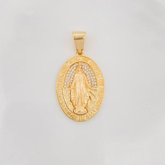 Pendant Miraculous Virgin 7.35g / 1 1/2 in Yellow Gold 18K