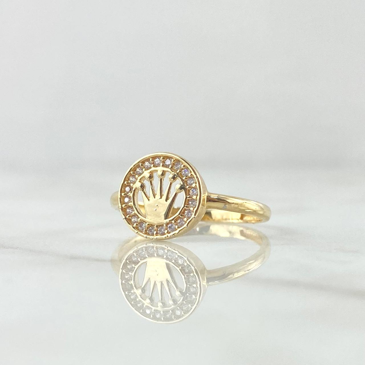 Anillo Corona RX Circulo 1.9gr / T6 1/4 / Circones Blancos Oro Amarillo 18K