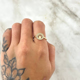 Anillo Corona RX Circulo 1.9gr / T6 1/4 / Circones Blancos Oro Amarillo 18K
