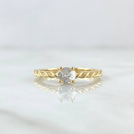 Anillo Solitario Entorchado 2.25gr / T6 3/4 / Circon Blanco Oro Amarillo 18K