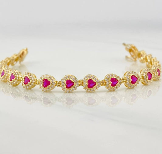 Pulso Tennis Corazon 11.5g / 6 1/4 in / 6.27mm Oro Amarillo 18K