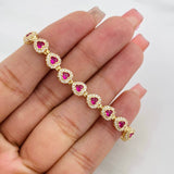 Tennis Bracelet Heart 11.5g / 6 1/4 in / 6.27mm Yellow Gold 18K