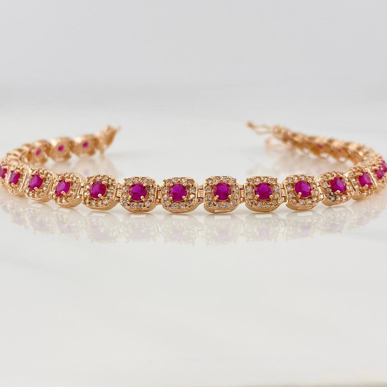 Halo Tennis Bracelet 12.95g / 7 3/4 in / 6.18mm Rose Gold 18K