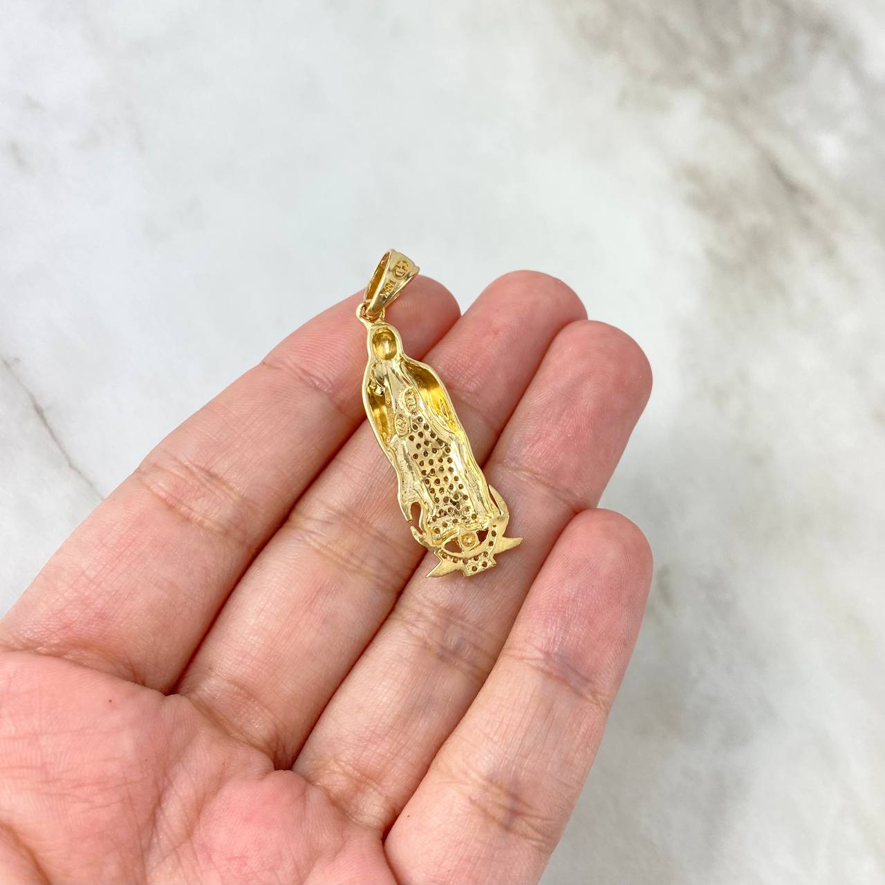 Pendant Virgin Guadalupe 5.3gr / 4cm / White Zircons Yellow Gold ©