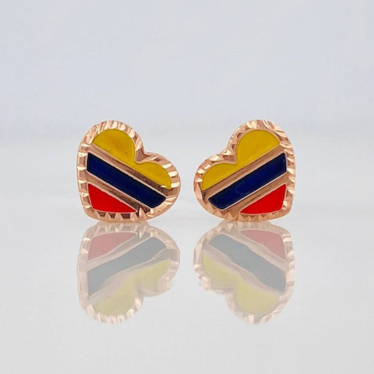 Stud Earrings Heart Tricolor 0.75 g / in / 8 mm Rose Gold 18K