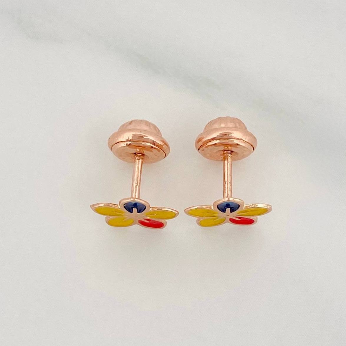 Topos Flor Tricolor 0.65 g / in / 7.4 mm Oro Rosa 18K