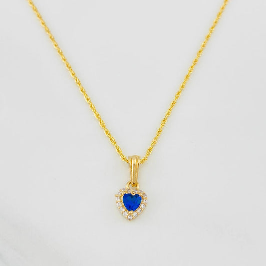 Set Cadena Lazo + Dije Halo Corazon / 1.8g / 18 in Oro Amarillo 18K