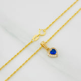 Set Cadena Lazo + Dije Halo Corazon / 1.8g / 18 in Oro Amarillo 18K