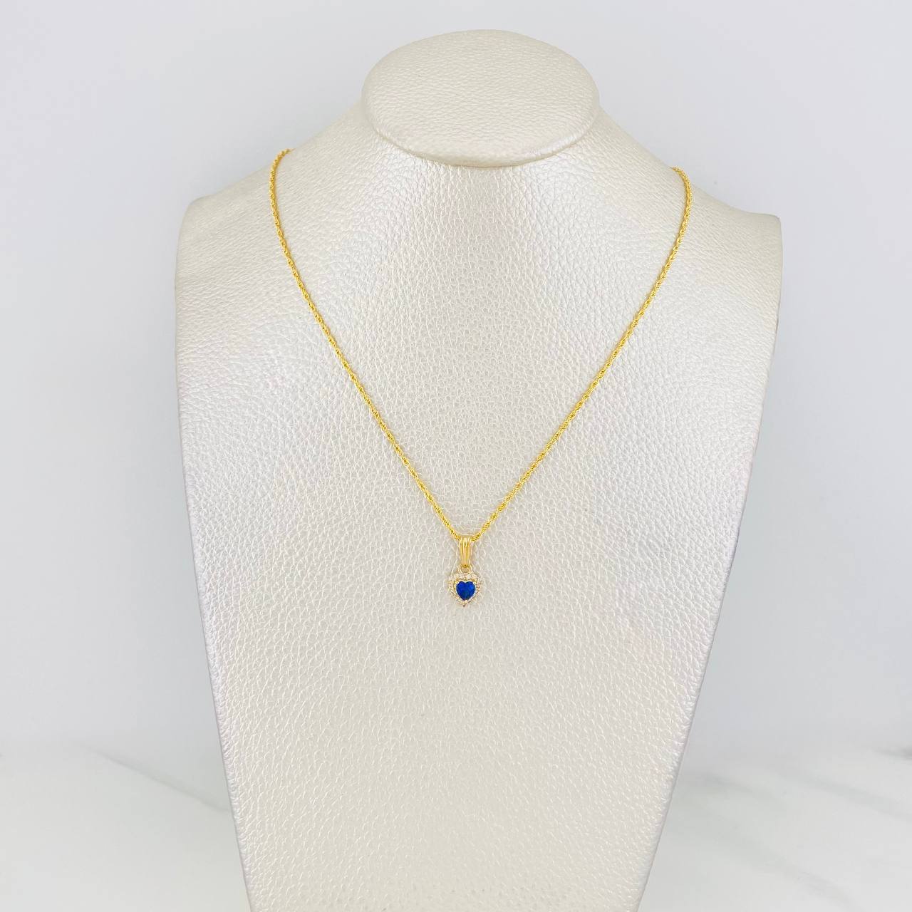 Set Cadena Lazo + Dije Halo Corazon / 1.8g / 18 in Oro Amarillo 18K