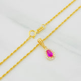 Rope Chain Set + Tear Drop Halo Pendant / 1.8g / 20 in 18K Yellow Gold