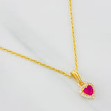 Set Cadena Lazo + Dije Halo Corazon / 1.9g / 20 in Oro Amarillo 18K