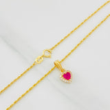 Set Cadena Lazo + Dije Halo Corazon / 1.9g / 20 in Oro Amarillo 18K