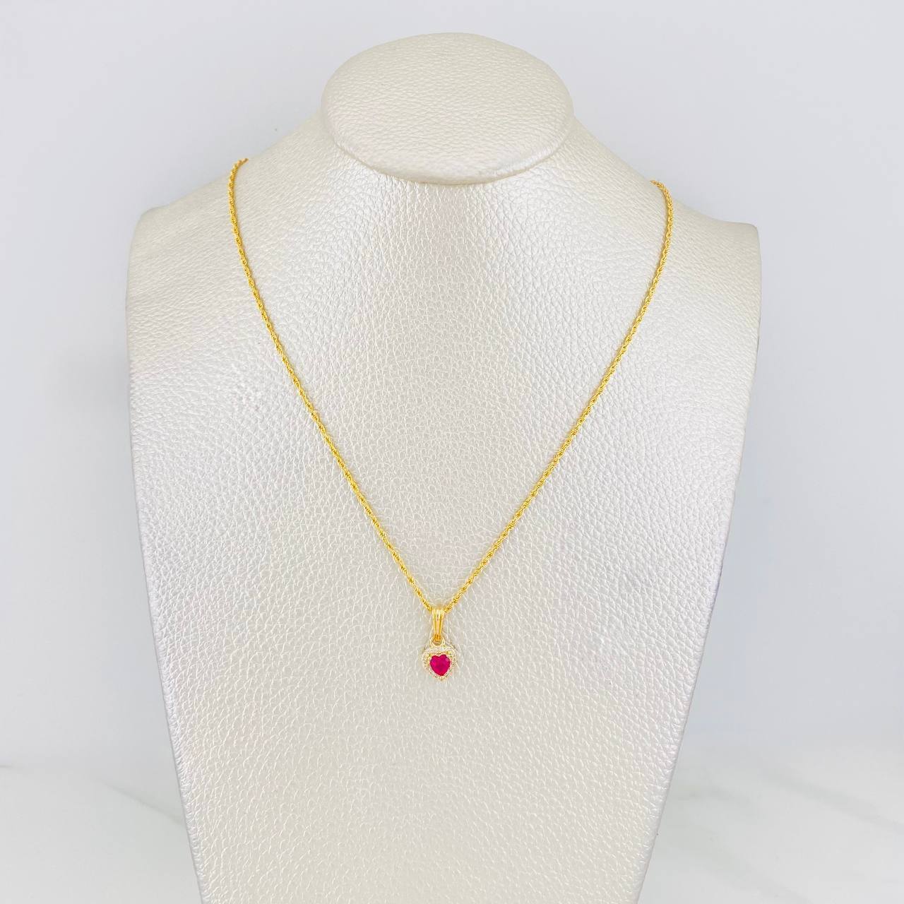 Set Cadena Lazo + Dije Halo Corazon / 1.9g / 20 in Oro Amarillo 18K