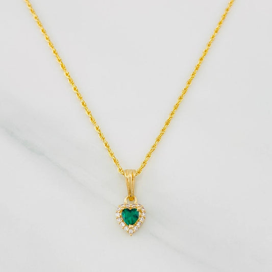 Rope Chain Set + Heart Halo Pendant / 1.9g / 20 in 18K Yellow Gold