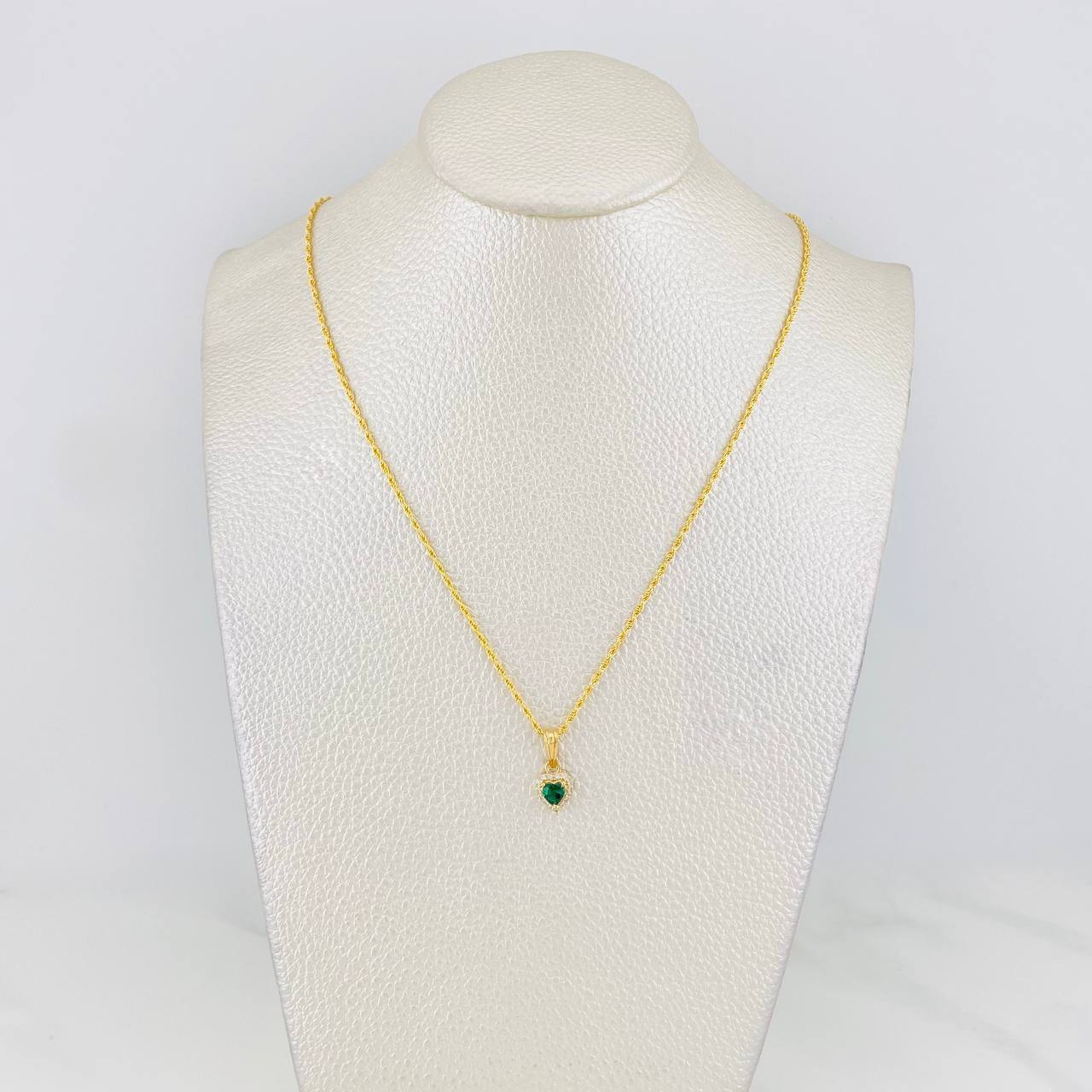 Set Cadena Lazo + Dije Halo Corazon / 1.9g / 20 in Oro Amarillo 18K