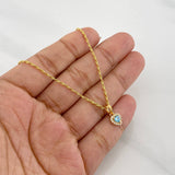 Set Cadena Lazo + Dije Halo Corazon / 1.85g / 18 in Oro Amarillo 18K