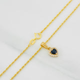 Set Cadena Lazo + Dije Halo Corazon / 1.85g / 18 in Oro Amarillo 18K