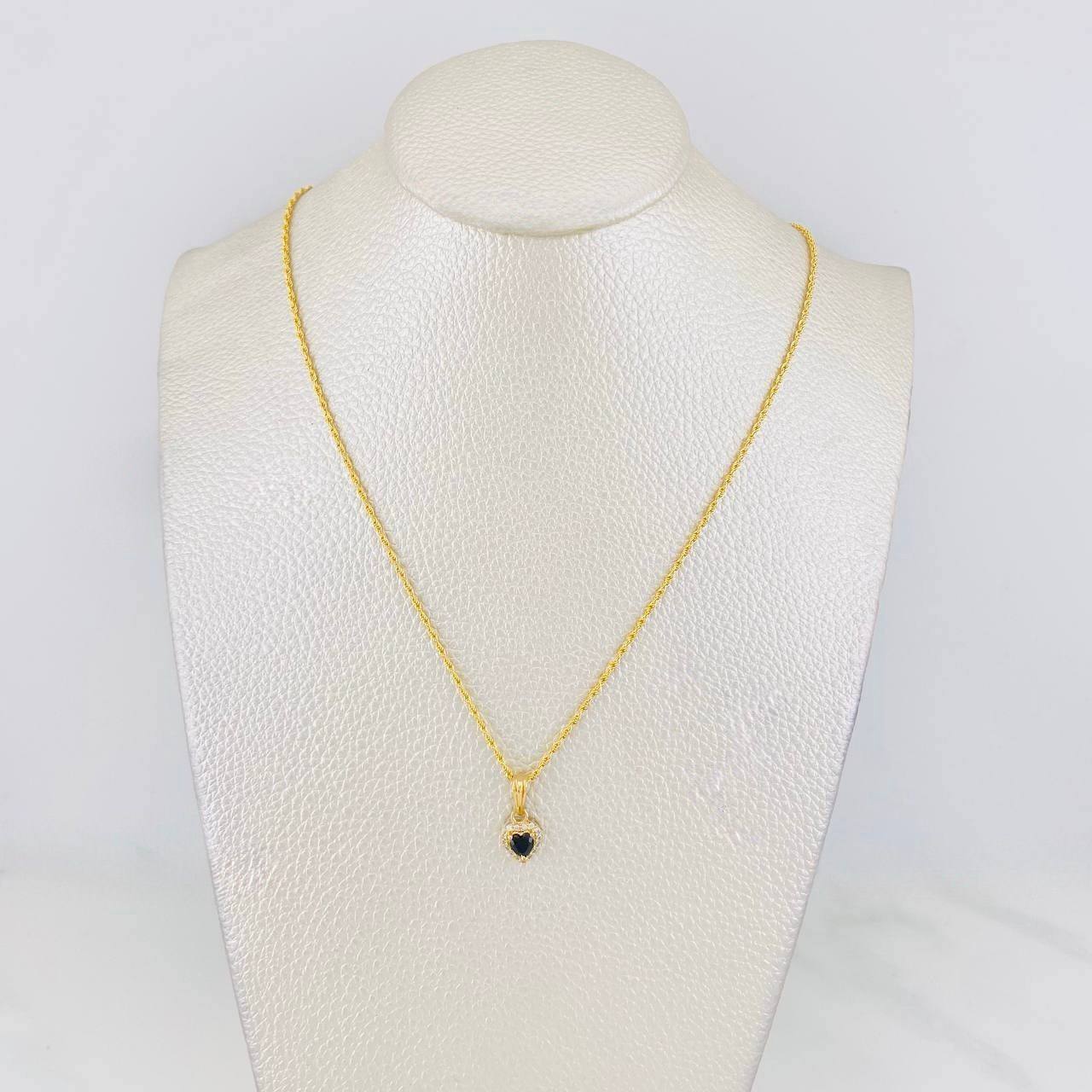 Set Cadena Lazo + Dije Halo Corazon / 1.85g / 18 in Oro Amarillo 18K