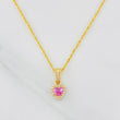 Set Cadena Lazo + Dije Halo Corazon / 1.8g / 18 in Oro Amarillo 18K