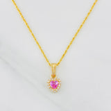 Set Cadena Lazo + Dije Halo Corazon / 1.75g / 18 in Oro Amarillo 18K