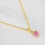 Set Cadena Lazo + Dije Halo Corazon / 1.8g / 18 in Oro Amarillo 18K