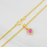 Set Cadena Lazo + Dije Halo Corazon / 1.75g / 18 in Oro Amarillo 18K