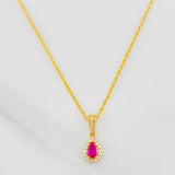 Rope Chain Set + Tear Drop Halo Pendant / 1.6g / 18 in Yellow Gold 18K
