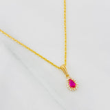 Set Cadena Lazo + Dije Halo Lagrima / 1.75g / 20 in Oro Amarillo 18K