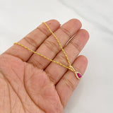 Rope Chain Set + Tear Drop Halo Pendant / 1.6g / 18 in Yellow Gold 18K