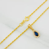 Rope Chain Set + Tear Drop Halo Pendant / 1.7g / 20 in 18K Yellow Gold