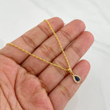 Rope Chain Set + Tear Drop Halo Pendant / 1.7g / 20 in 18K Yellow Gold