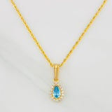 Rope Chain Set + Tear Drop Halo Pendant / 1.65g / 18 in Yellow Gold 18K