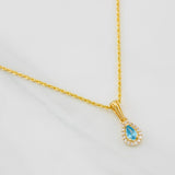 Rope Chain Set + Tear Drop Halo Pendant / 1.65g / 18 in Yellow Gold 18K