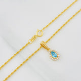 Set Cadena Lazo + Dije Halo Lagrima / 1.75g / 20 in Oro Amarillo 18K